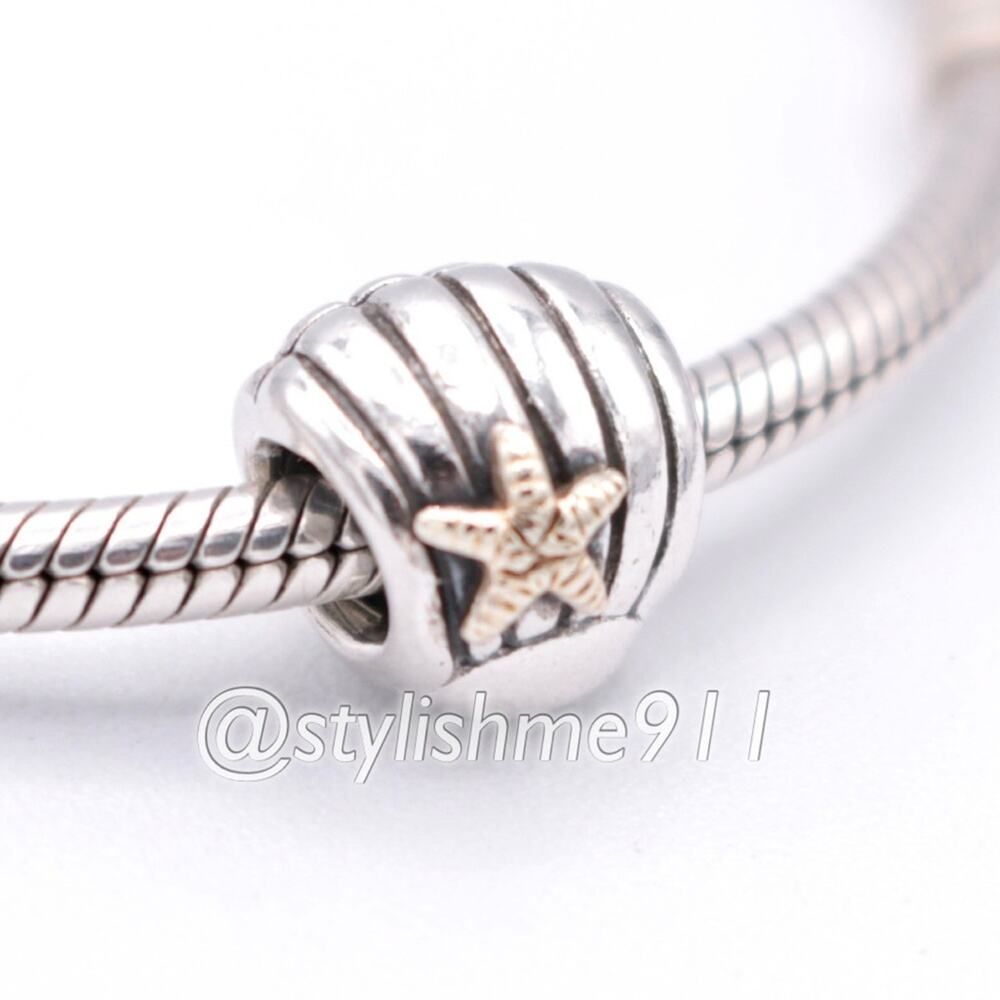 Authentic PANDORA Sea Shell Charm with 14K Gold - 790249